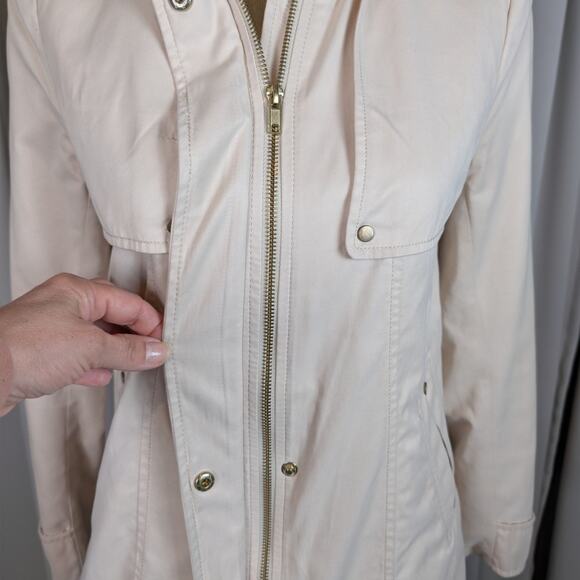 H&M Hooded Rain Coat Utility Jacket Beige Taupe Size 4 - Picture 7 of 16